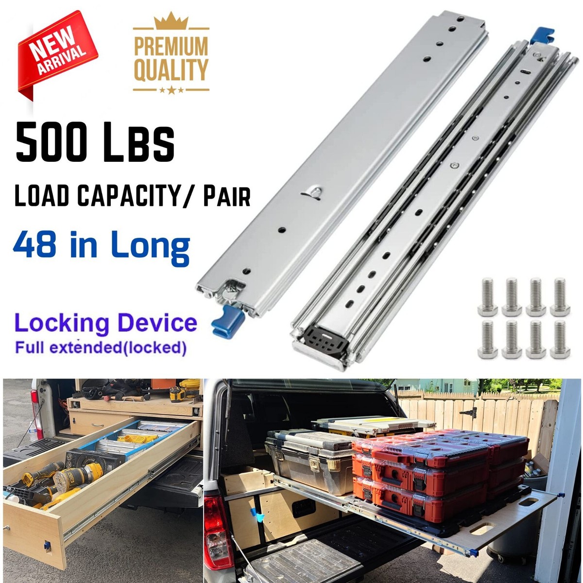 XLAFVE(小さな店) 53mm Heavy Duty Drawer Slide Rails Load