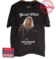 Great White Jack Russell 1960-2024 Gift Fans Black S-5XL Shirt FC2562