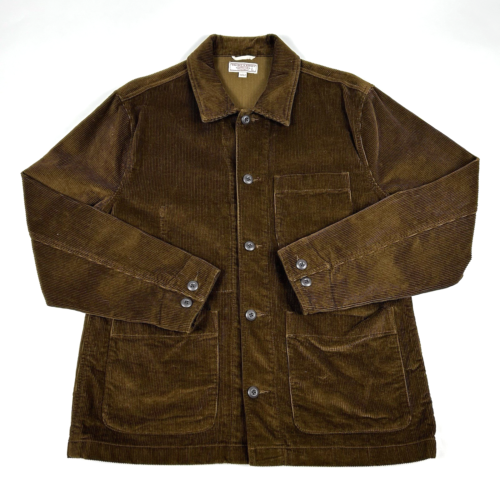 Wallace & Barnes Mens Size Large Brown Corduroy Button Front Chore Coat J Crew
