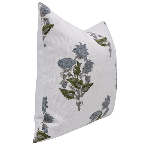 Block Print Off White Linen 20X20 Throw Pillowcase Cushion Cover, Handmade, V... - Picture 2 of 6