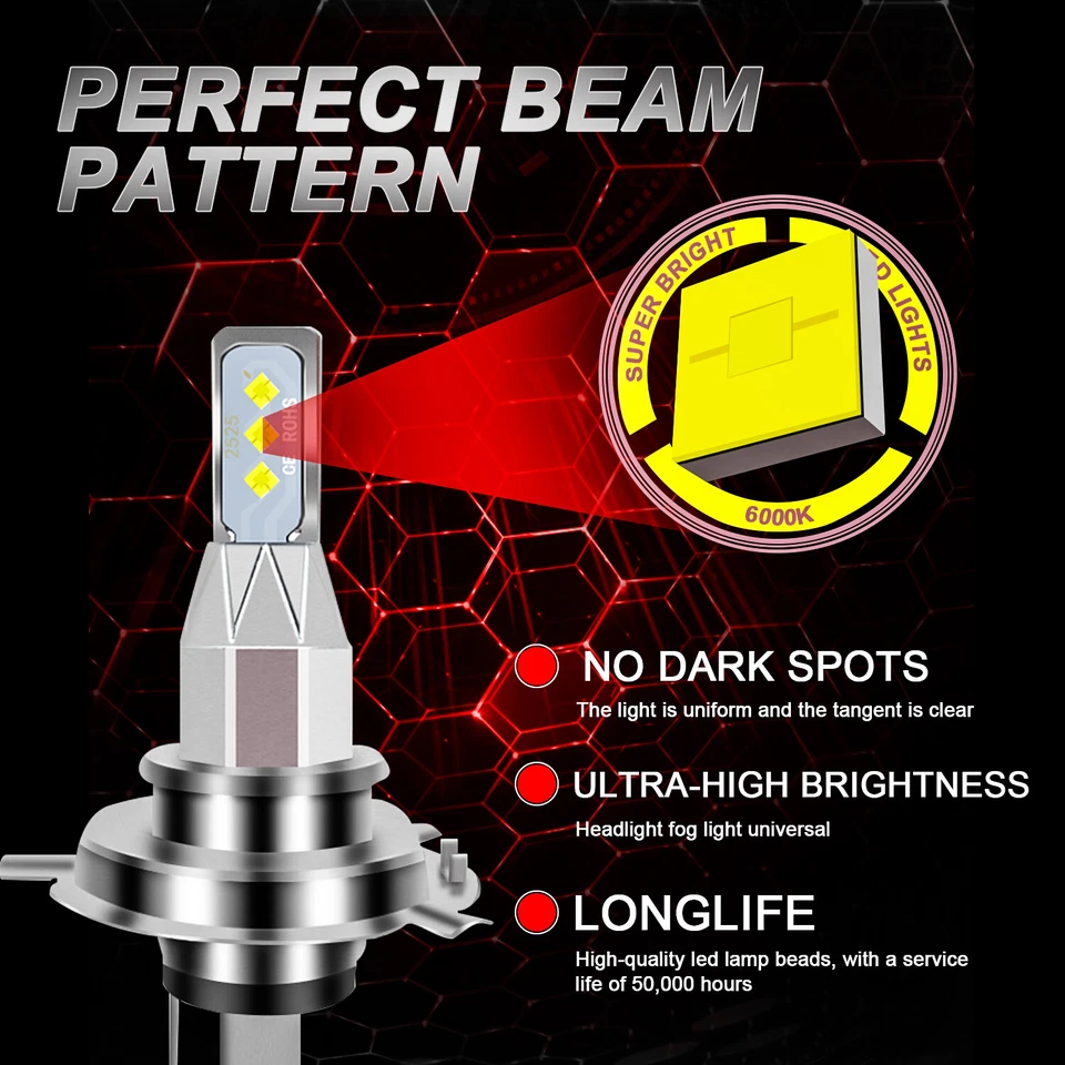 2x Kit de bombillas de faros LED H4/9003 6000k blancas para ARCTIC CAT WILDCAT TRAIL 700 Foto 3 de 4