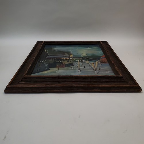 Vintage Boston Harbor Scene Oil on Canvas Board Framed at Hatfield's Color Shop - Picture 10 of 19