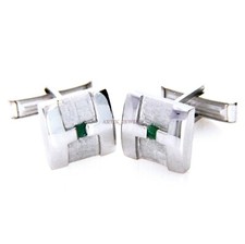 Natural Emerald Gemstone with 925 Sterling Silver Cufflink 2167