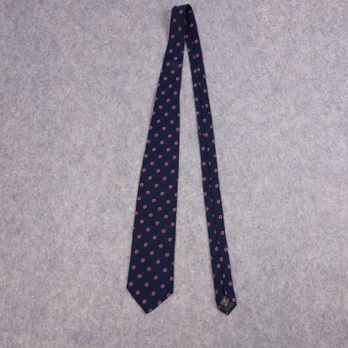 Ermenegildo Zegna Polka Dot Silk Tie Navy Blue Mens 3.75" Width Classic - Picture 2 of 8
