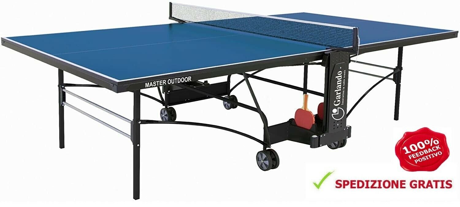Garlando Tavolo da Ping Pong Master Outdoor con Ruote per Esterno Blu