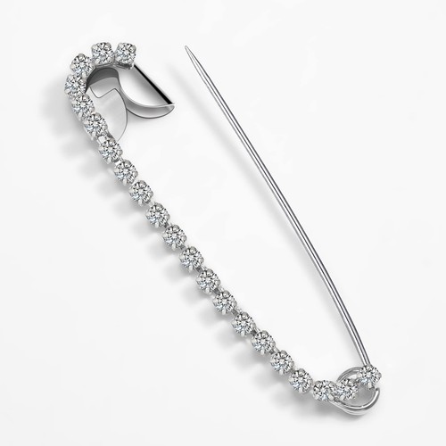 Housweety 10 Silver Tone Rhinestone Safety Pins Brooches 5.8x1.2cm - Picture 3 of 7