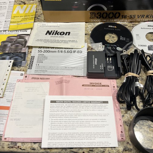 Nikon D3000 10.2MP Digital SLR Camera w/ AF-S DX VR Nikkor 18-55mm & 55-200mm - Picture 4 of 14