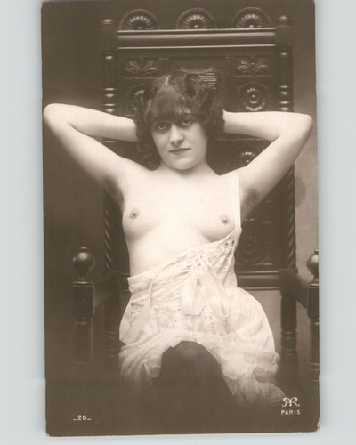 Foto original de mujer desnuda erótica francesa de los años 20 RPPC con impresión plateada - Imagen 1 de 2