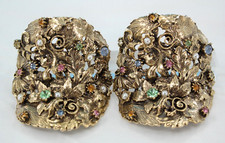 VTG Women's 60s Musi Gold Tone Metal  Rhinestone Victorian Revival Shoe Clips