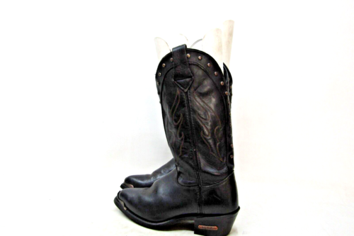 Harley Davidson Womens Size 6 M Black Leather Studded Western Cowboy Boots