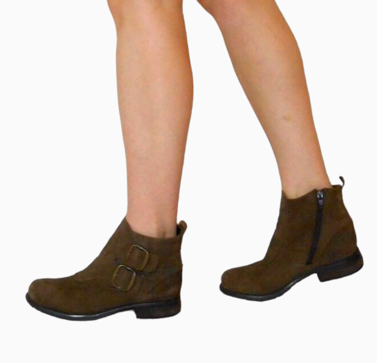 Lotus Ankle Boots Brown Buckled Real Suede Women Size