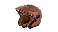 Motorradhelm Rollerhelm Jethelm mit Doppelvisier für Moped Mofa Scooter, Braun