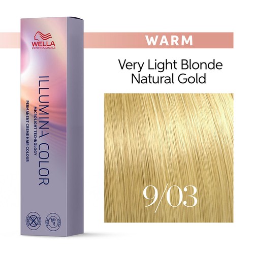 Wella Illumina Color 9/03 Rubio Muy Claro Natural Dorado -coloración permanent - Imagen 2 de 4