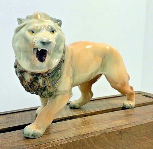 Calif Pottery Glazed Lion 9” Figurine Porcelain King of The Wild - Picture 2 of 10