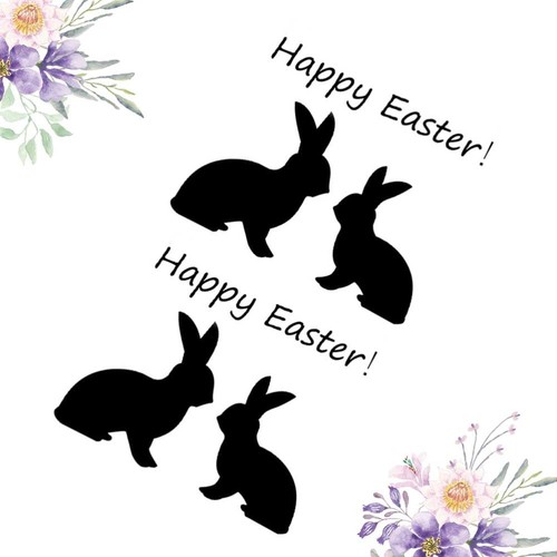 2 Pcs Happy Easter Sticker Rabbit Wall Decals DIY Home Bedroom - Picture 7 of 11
