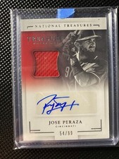 2016 NATIONAL TREASURES jose peraza /99 auto patch swatch reds materials yankees