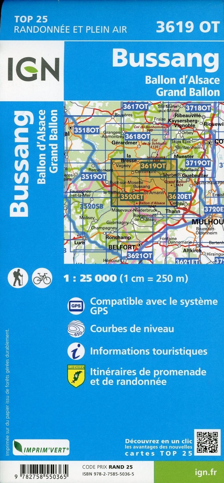 Thumbnail - Bussang.ballon D'alsace.le Grand Ballon 1:25 000 (land-)karte