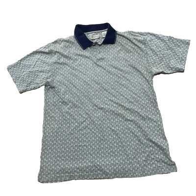 M.E. Sport Vintage 90s Polo Shirt Men M Green Blue Geometric Y2k Streetwear Prep