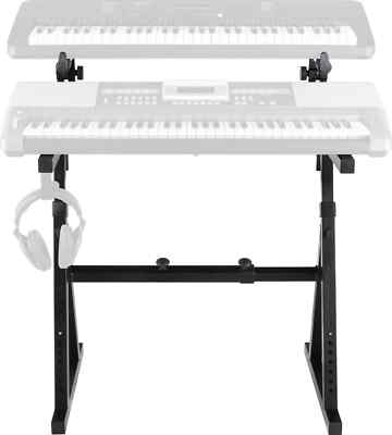 Music Store KB-6 Keyboardständer - Höhenverstellbar (65,5-98,5 Cm), Aus Stahl, Trägt Bis 12 Kg, X-Form Zum Zusammenklappen, Schwarz