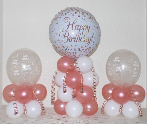 Happy Birthday -Rose Gold -3 Pack Party Set-Table Balloon Decoration Display Kit - Picture 3 of 4