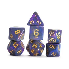 Sirius Dice Poly Set - Unicorn, Purple w/Gold (7) New