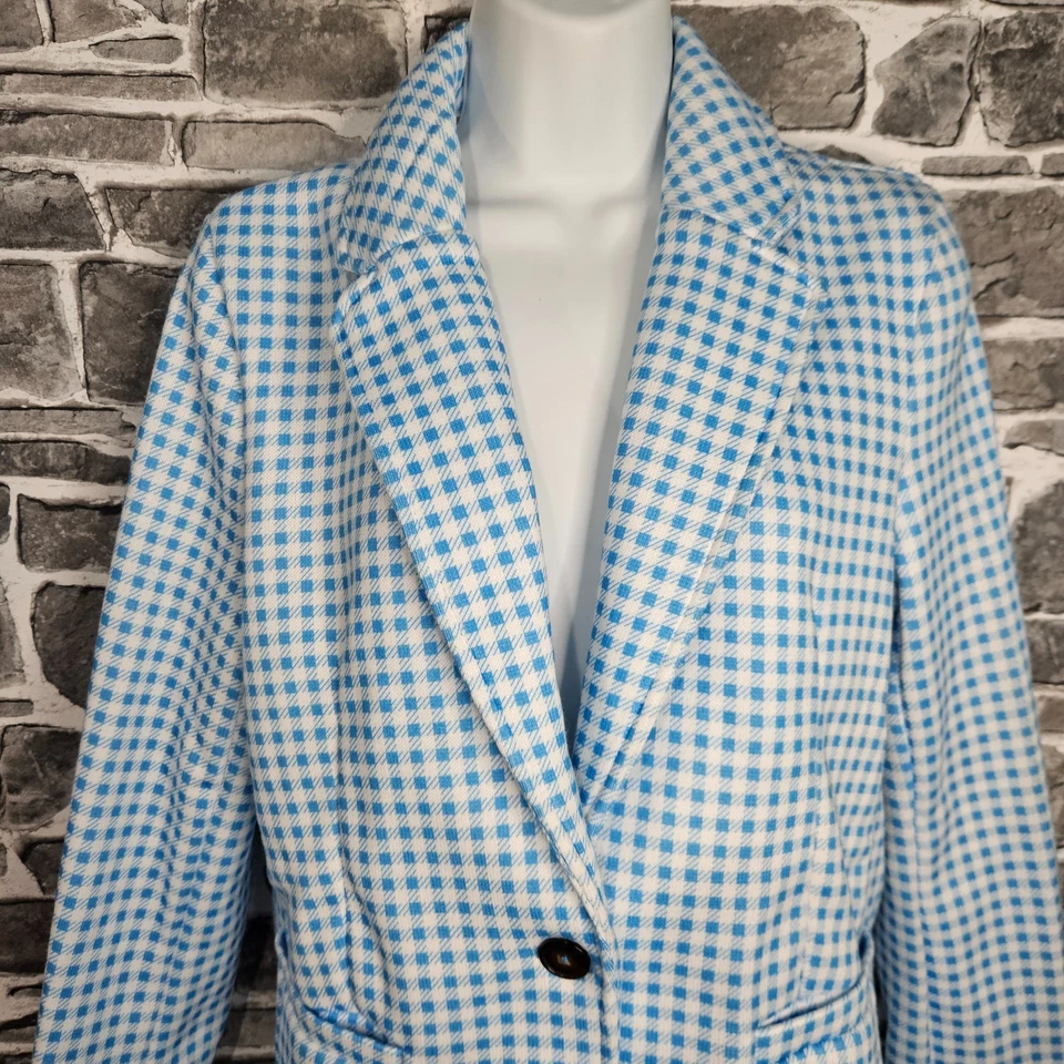 Lands End Womens Checked Blazer Small Blue & White Brand New with Tags - Image 3 of 4