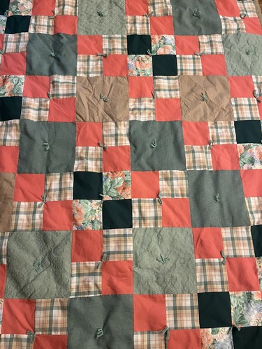 Vintage Large Patchwork Quilt Handmade Multi Colored 4 x 10 Wide x 6 x 5 Long