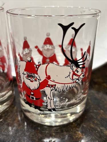 Set 5 bicchieri SANTA Natale GEORGES BRIARD e 2 vassoi abbinati da 14" - Foto 10 di 17