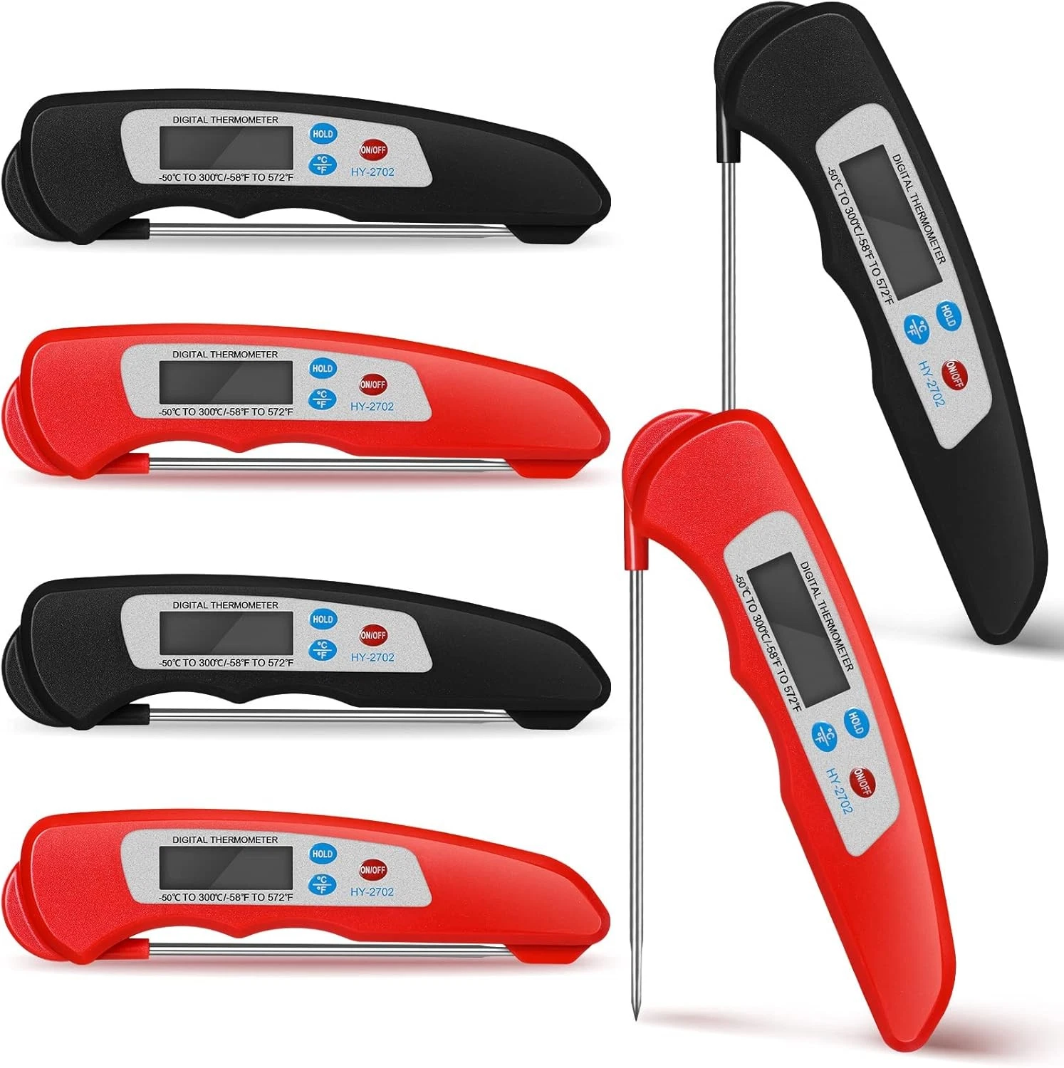6 Pieces Digital Meat Thermometer Foldable Instant Read Food Thermometer