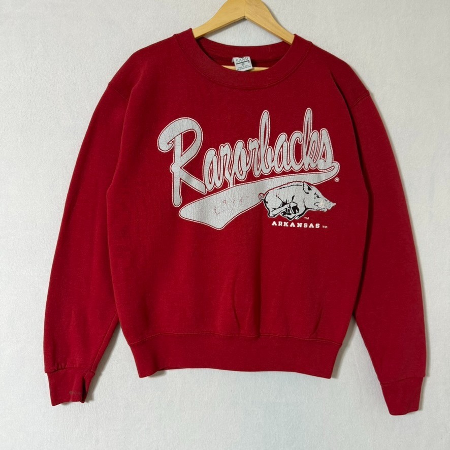 VTG 90s Arkansas Razorbacks Sweatshirt Galt Sand Made USA Red