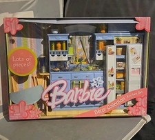  READ Barbie Blue Kitchen Playset Decor Collection 2005 Rare Lots Of Pieces