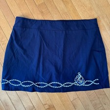 CORAL BAY Size 2X Navy Women's Skort with Anchor Detail