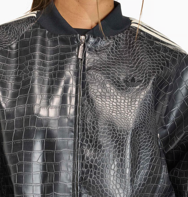 adidas Originals Faux Leather Croc Effect Black New Crop Track