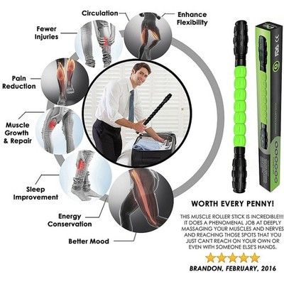 Muscle Roller Stick Deep Tissue Massage Leg Cramps Quads Calf