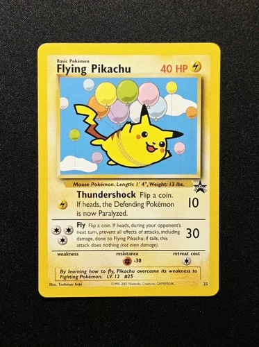 Flying Pikachu # 25 Rare Promo (2001) Wizards Of The Coast Black Star Pokemon NM