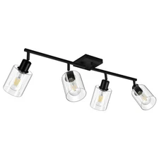 4-Light Track Lighting Fixtures with Seeded Glass Shade, Modern Kitchen Light...