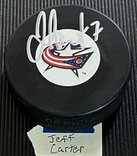 Jeff Carter Autographed Hockey Puck - Columbus Blue Jackets w/ No COA