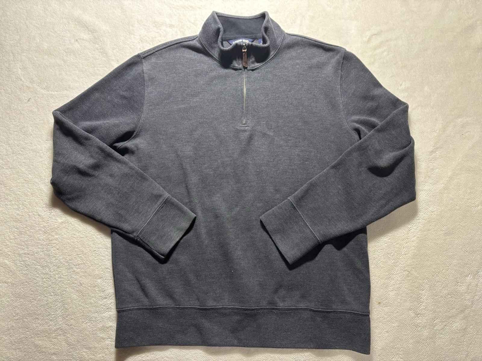Solid Gray Quarter Zip Sweater Lands End Men's Si… - image 1