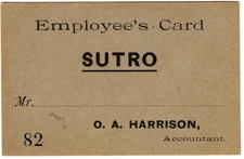 SUTRO BATHS employee's card