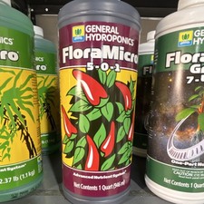 General Hydroponics FloraMicro 5-0-1 Liquid Nutrient Additive Advanced 1 Quart