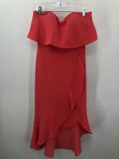 Pre-Owned XScape Orange Size 4 Bodycon Midi Strapless Dress