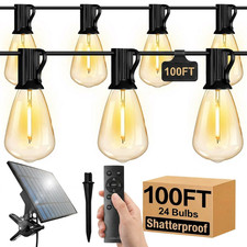 100FT Solar String Lights ST38 Shatterproof Waterproof for Patio Garden Commerc