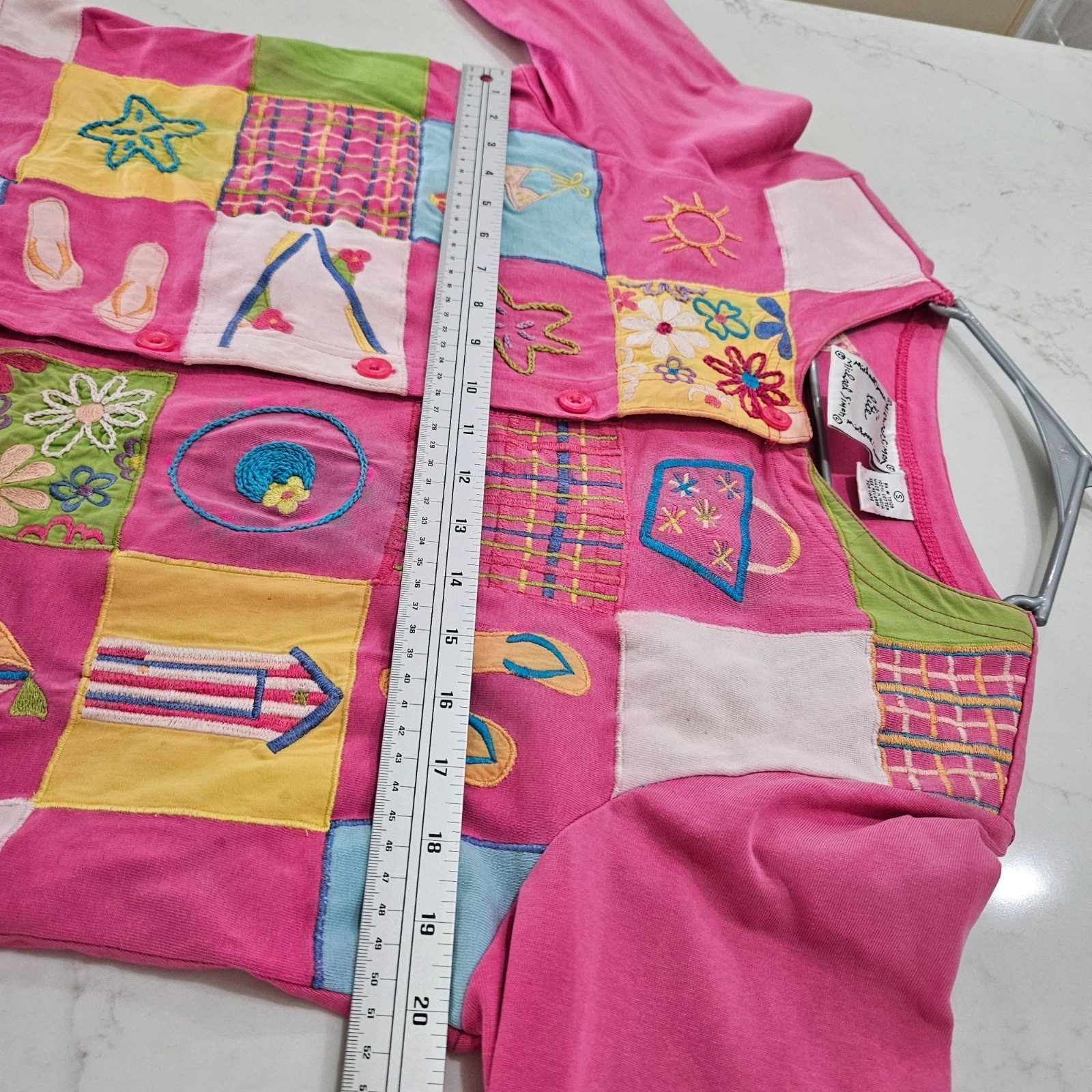 Michael Simon Embroidered Patchwork Cardigan Smal… - image 5