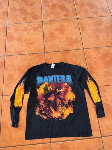 Pantera Shirt Long Sleeve Flame Fire Rock Metal Ban 2000s vintage concert t-shirt, vintage, size XL, single stitch, B+ condition
