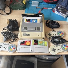 Super Nintendo PAL SNES Console Bundle + Games Mario World Lion King Tennis