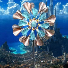 Yard Garden Wind Spinners with Solar Lights, Large Outdoor Metal Wind Spinners