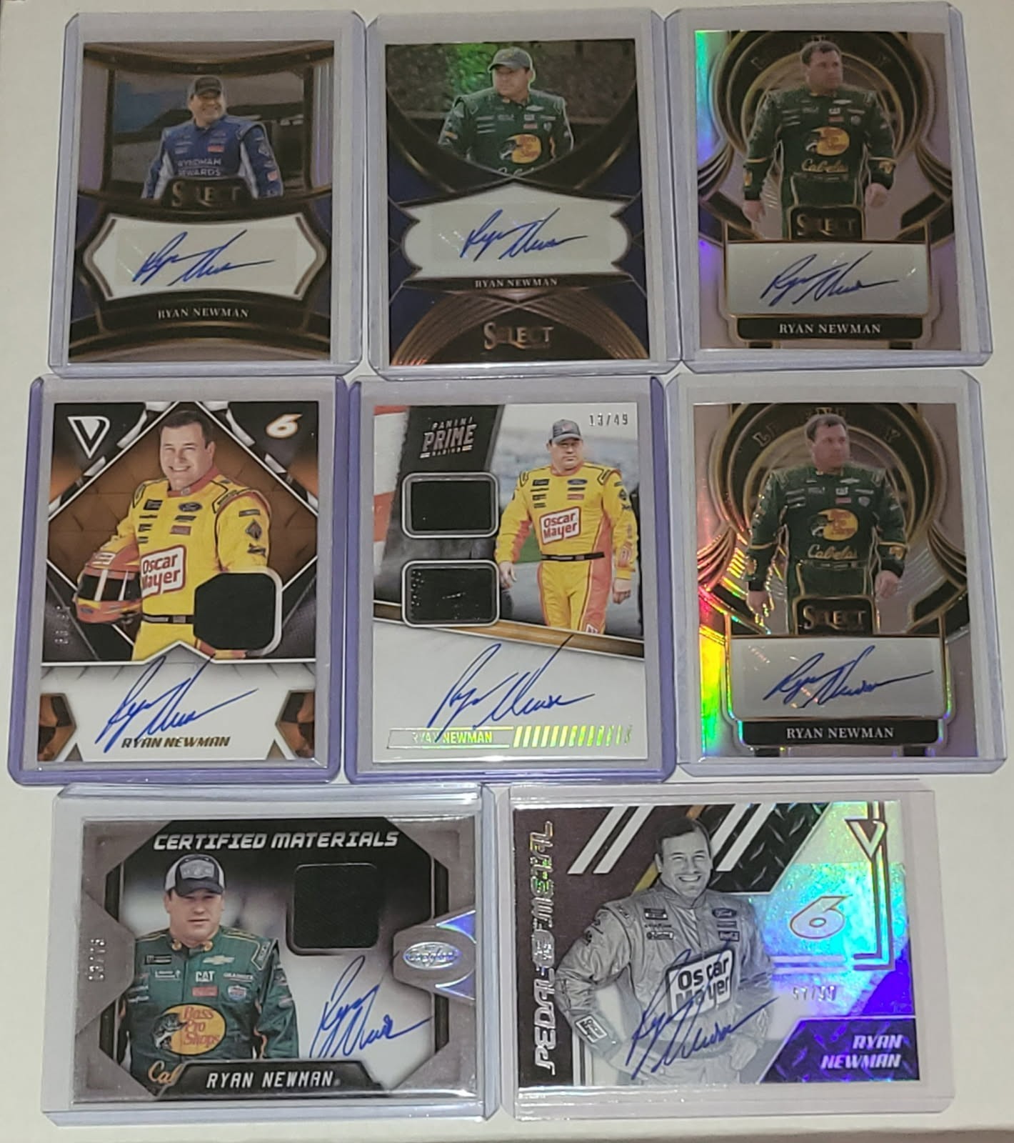 8 CARD NASCAR PANINI RYAN NEWMAN AUTOGRAPH LOT PRIME CERTIFIED SELECT CHRONICLES