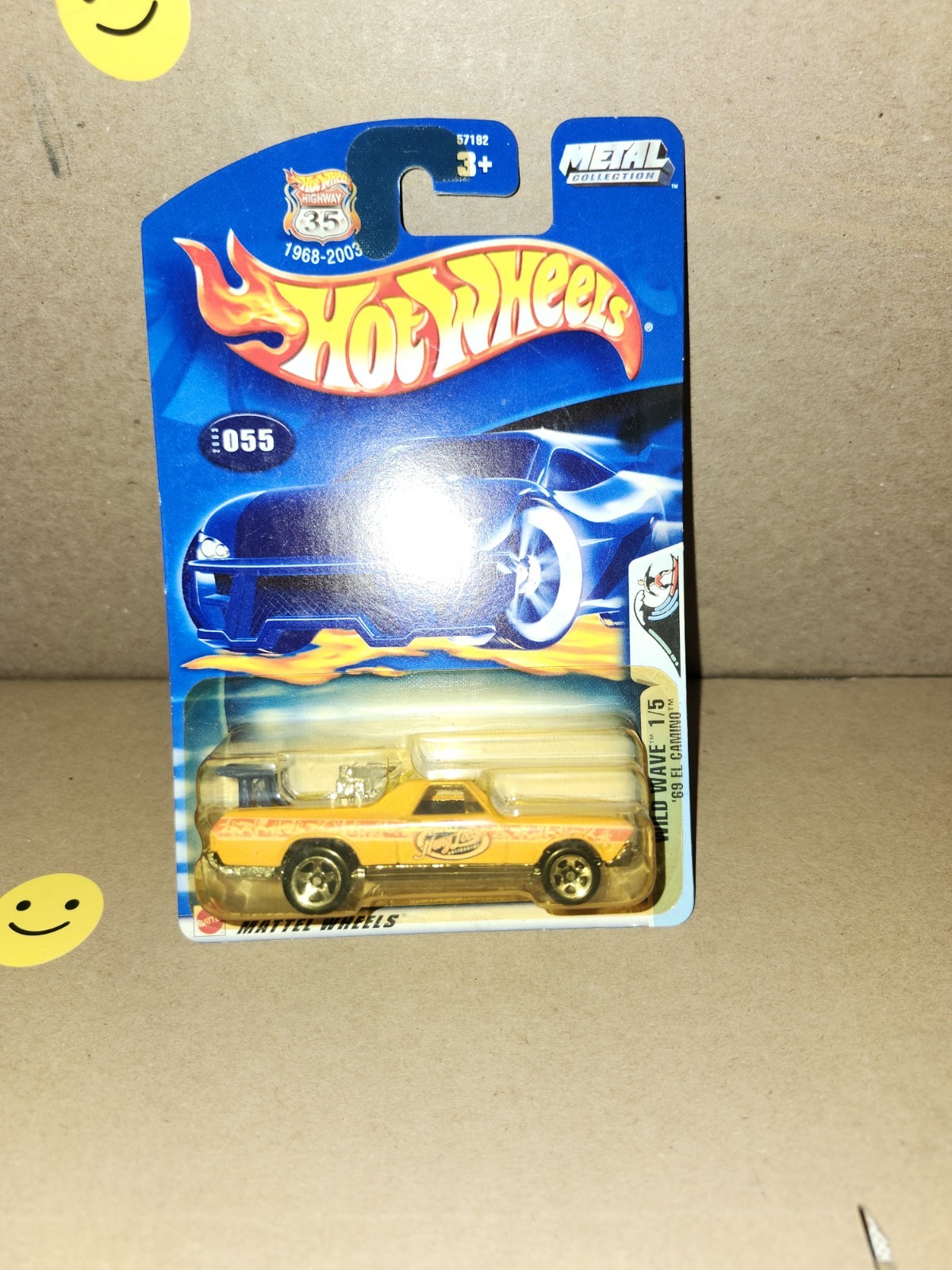 2003 Hot Wheels Wild Wave #1/5 Yellow ‘69 EL CAMINO Metal Collection #055