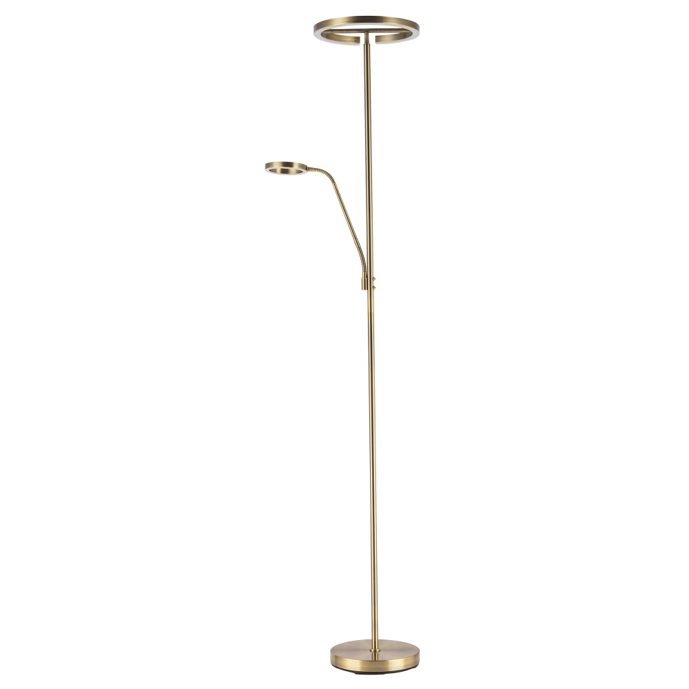 Halo LED Mother and Child Floor Lamp in Antique Brass with Dimmers by Happy H...