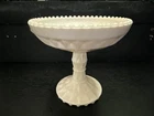 Shell Pink Milk Glass Compote Jeannette Windsor Diamond Pedestal Candy Bowl 5.5"